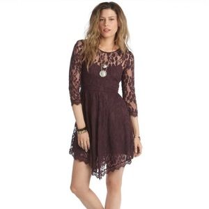 Free People Purple Long Sleeve Lace Dress